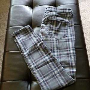 Grey & Burgundy Plaid Jeggings Size 7
